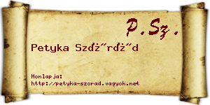 Petyka Szórád névjegykártya